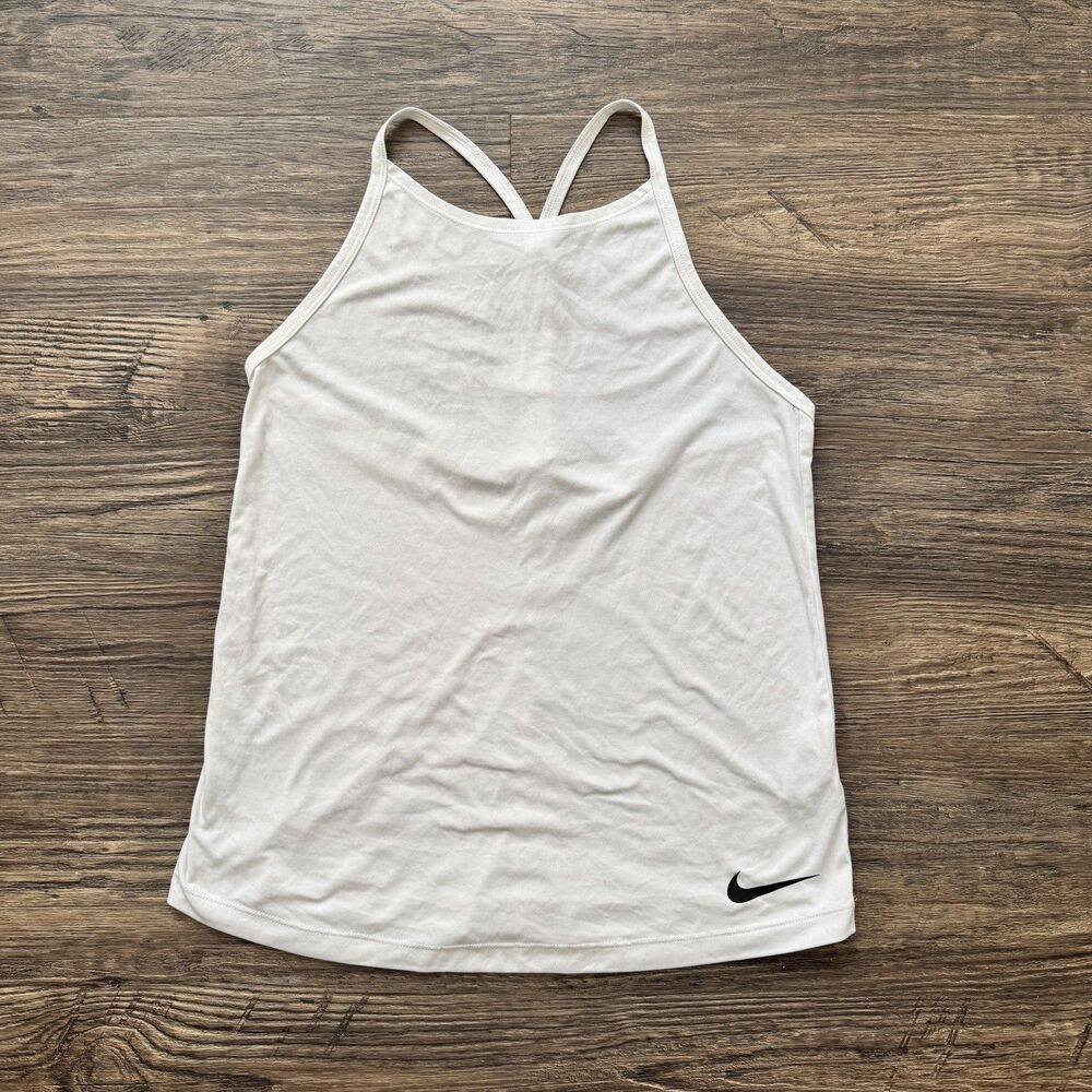 Nike Dri-FIT Women's Racerback Tank Top XL White polyester Scoop Neck run
